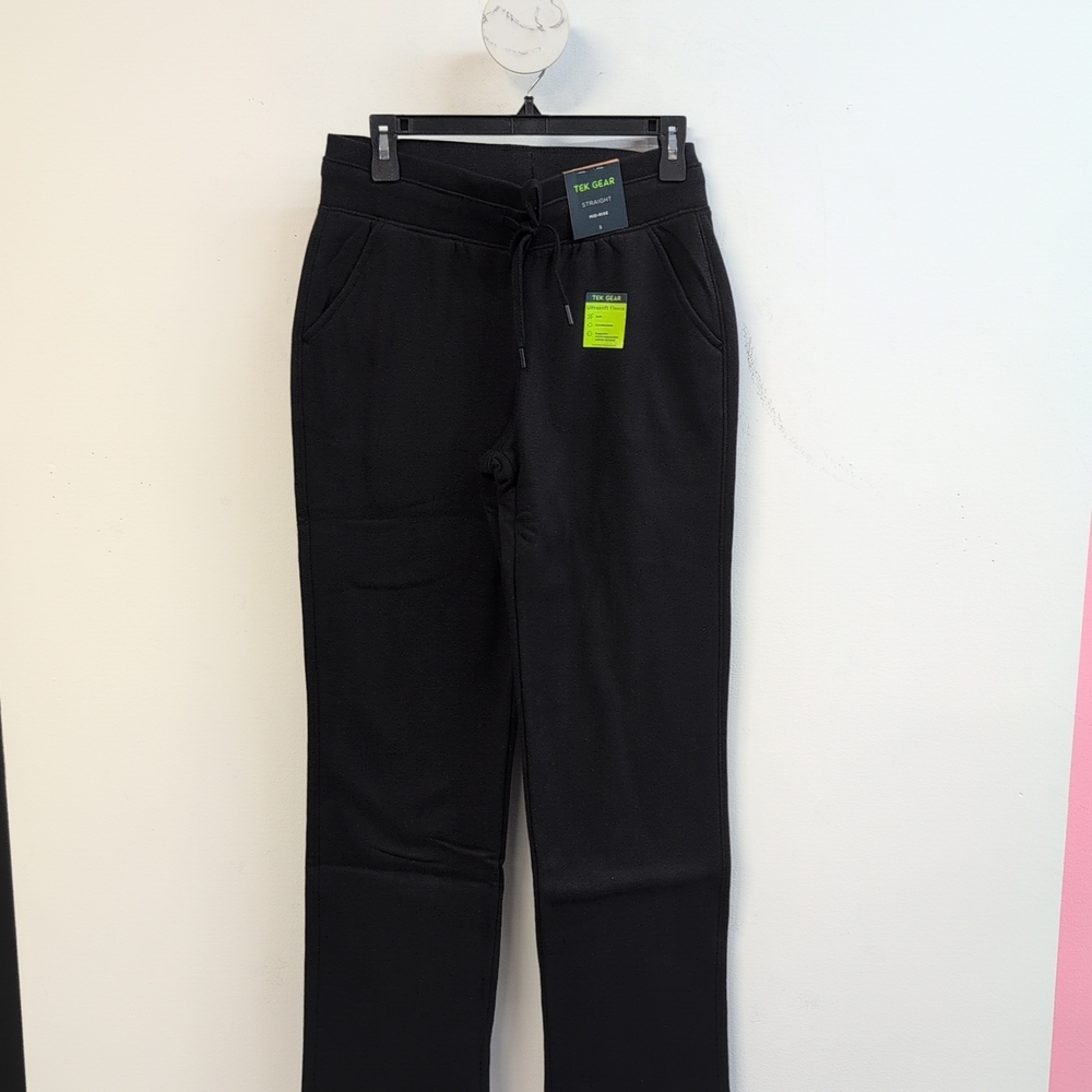 Tek Gear Ultrasoft Fleece Mid Rise Straight Women's Pants Small Mineral Black